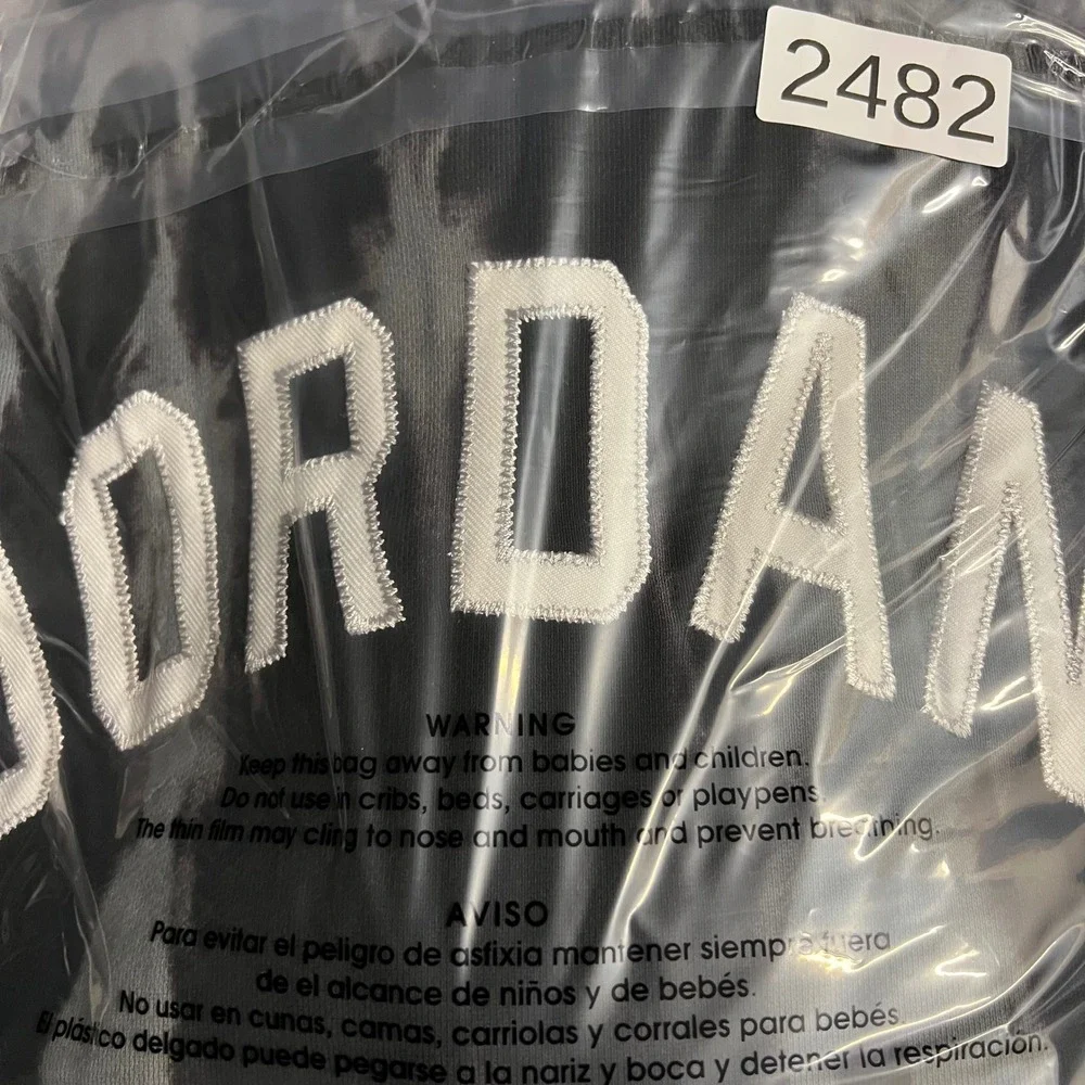 Jordan Tie Dye Hoodie Mens Medium Black Grey Spellout Jumpman Sweatshirt 2482